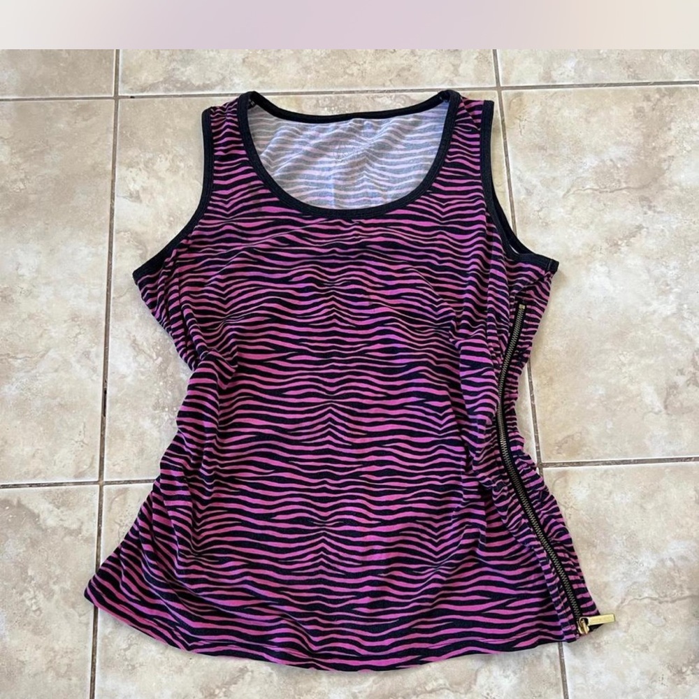 Michael Kors Pink and Black Zebra Tank Top